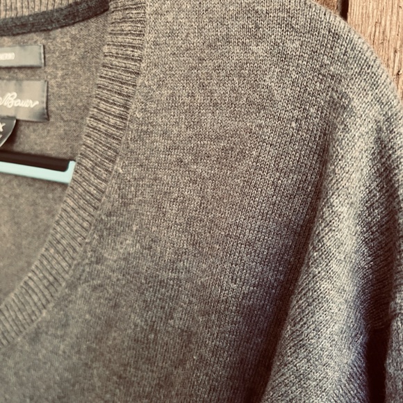 Eddie Bauer Sweater Mens TXL Olive Brown Cotton Merino Blend Fine Knit V-neck - Picture 9 of 14